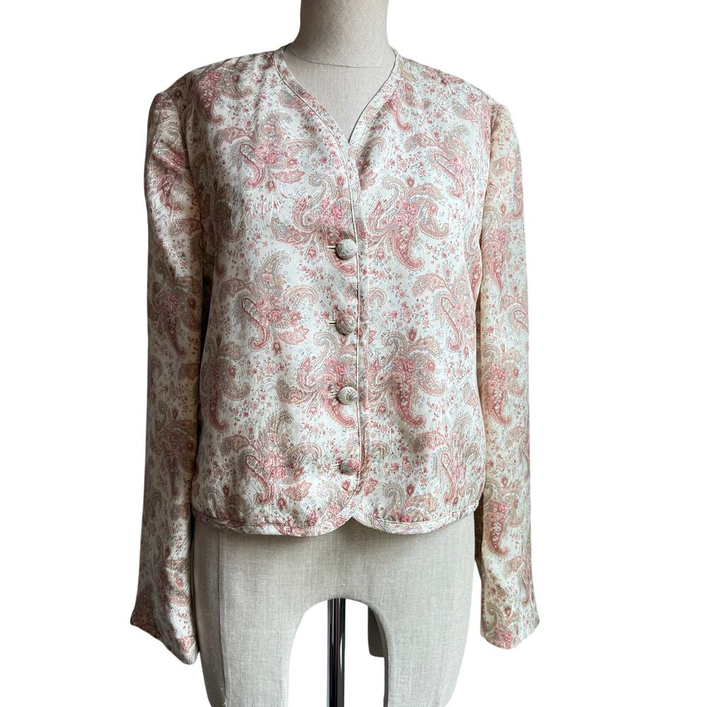 Vintage Austin Hill Paisley Blazer Cropped Jacket Union Made USA Size 10